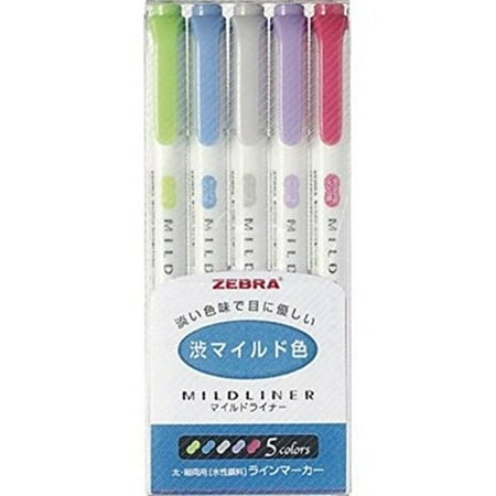 5-Color Set // WKT7-5C-RC //WKT7-5C-NC 5-Color Set Zebra MILDLINER WKT7-5C 5-Color Set 3 pack